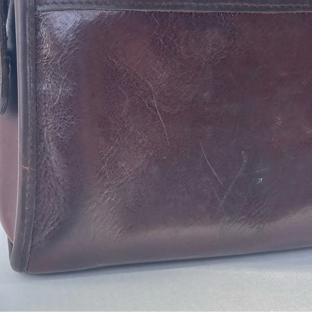 Vintage Brighton Brown Leather Silver Filigree Braided‎ Handle Handbag A162006